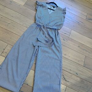 Striped Jumpsuit with Belt